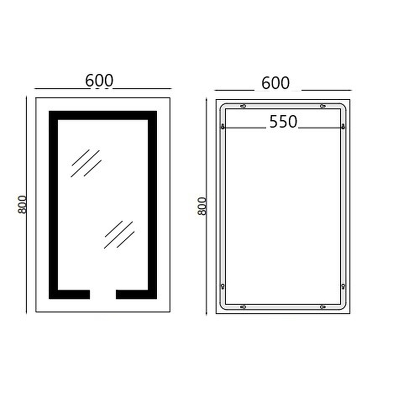 Зеркало Mixxus HARD MR06-60x80 с LED Touch, Anti-fog, димером, регулировкой яркости, часами (MI6929