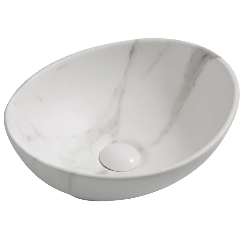 Раковина накладная MIXXUS PREMIUM ELLIPSE-0108 MARBLE 400х330х145mm