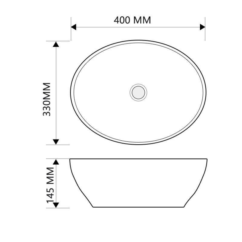 Раковина накладная MIXXUS PREMIUM ELLIPSE-0108 MARBLE 400х330х145mm
