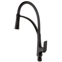 Смеситель для кухни Plamix Lucas-017 SET BLACK REFL.Black с подводом