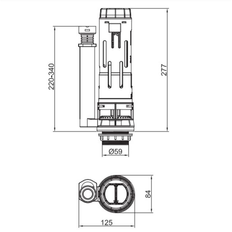 Комплект арматуры Koer KT-0303-1/2" спускная и наполнительная с боковым подключением, 1/2"