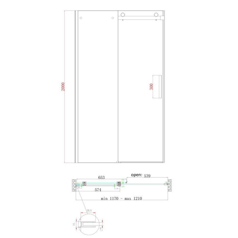 Двері в нішу Koer SR SD01-120x200-TR-01 прозоре скло Easy Clean 8мм, хром