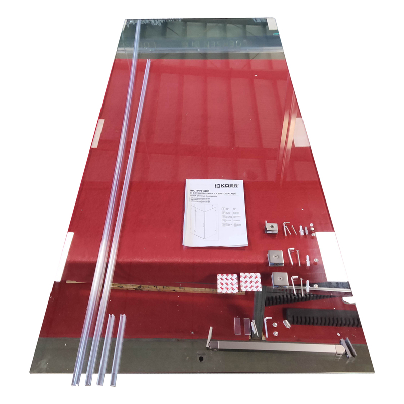 Бічна стінка для кабіни Koer SR SW04-90x200-TR-07 прозоре скло Easy Clean 10мм, графіт (KR53