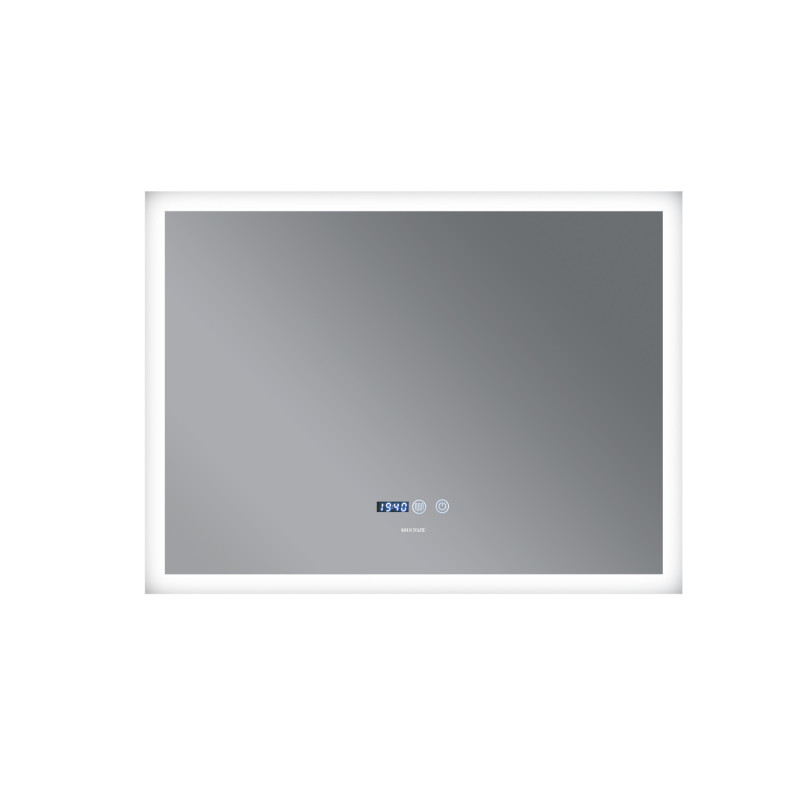 Зеркало Mixxus FLAT MR04-80x60 с LED Touch, Anti-fog, димером, регулировкой яркости, часами (MI6928