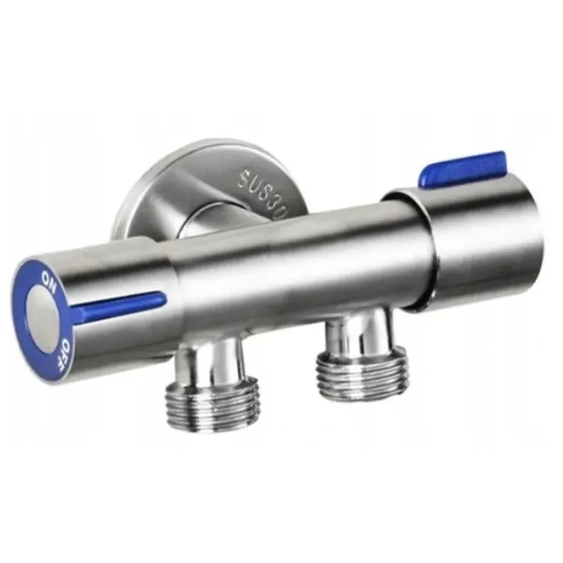 Кран для подключения сантехприборов Mixxus VAL-11-1/2x1/2x1/2 с нерж. стали SUS304 (синий)