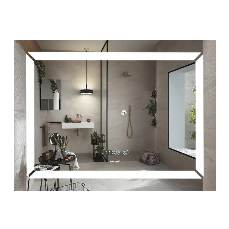 Зеркало Mixxus Light MR01-80x60 (часы, LED-подсветка, антизапотевание)