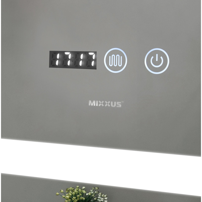 Зеркало Mixxus Light MR01-80x60 (часы, LED-подсветка, антизапотевание)