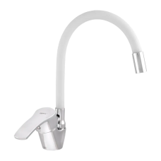 Смеситель для кухни Zerix YUB 279 с белым гибким изливом