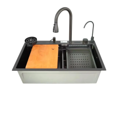 Мийка багатофункціональна Zerix ZH7546-SET-07 DECOR NANO-BLACK з вбудованим змішувачем