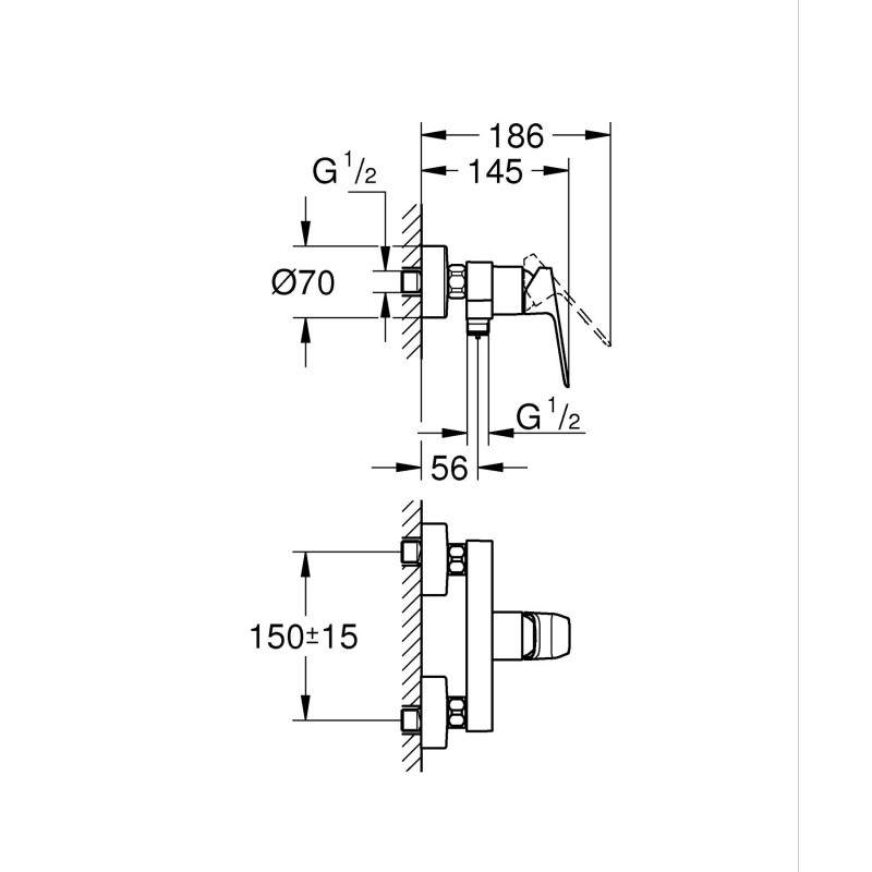 Однорычажный смеситель для душа Grohe Cubeo