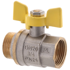 Кран кульовий FERRO PL 3/4" ГШБ газ art. 607 (латунна куля)