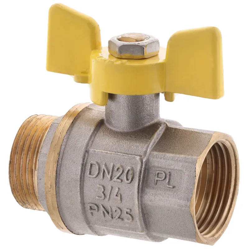 Кран шаровый FERRO PL 3/4" ГШБ газ art. 607 (латунный шар)