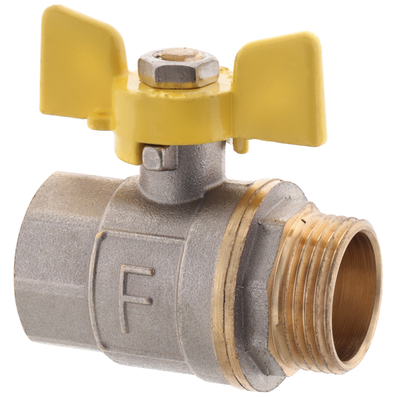 Кран шаровый FERRO PL 3/4" ГШБ газ art. 607 (латунный шар)