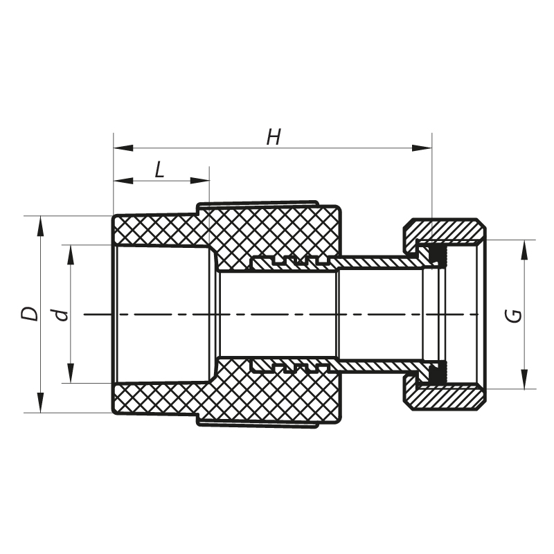 Муфта с накидной гайкой 25x3/4F PPR Koer K0142.PRO