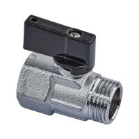Кран шаровый МИНИ, Roho R380-050 - 1/2" ВЗ ручка "бабочка" черная