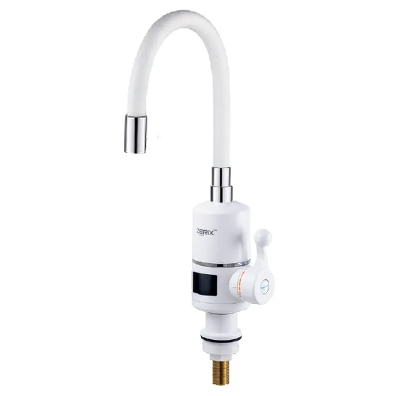 Проточный водонагреватель Zerix ELW06-EF-WHITE 3,3 kW с индикатором температуры, силиконовый излив,