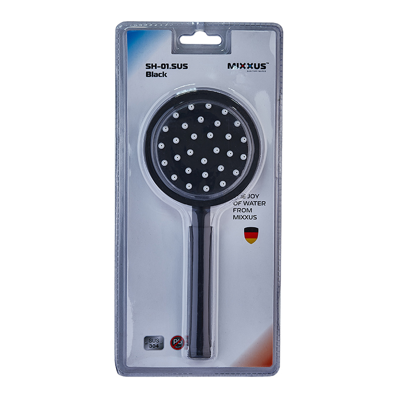 Лейка для душа Mixxus SH-01.SUS Black из нерж. стали