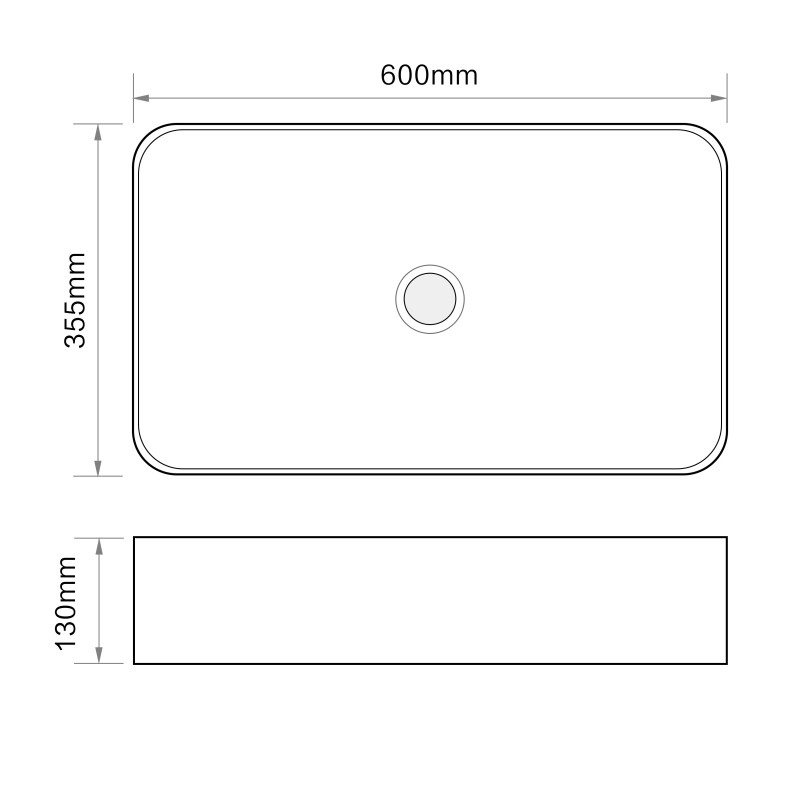 Раковина накладная Mixxus Premium QUADRO-0106 600х355х130mm