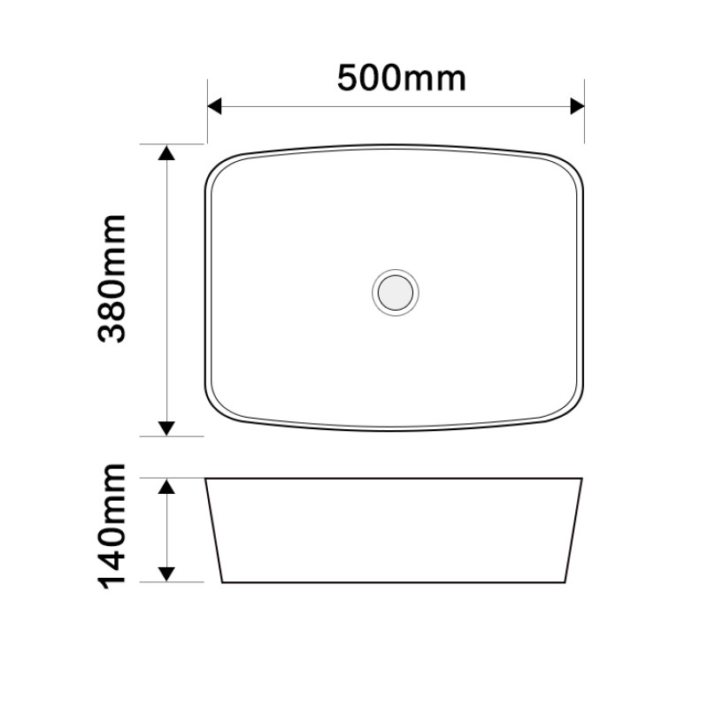Раковина накладная Mixxus Premium DIVERSE-0109 EDGE GOLD 500х380х140mm
