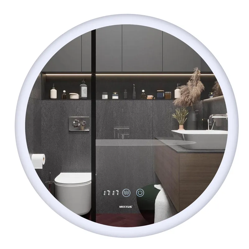 Зеркало Mixxus PLAIN MC10-80 с LED Touch, Anti-fog, димером, регулировкой яркости, часами