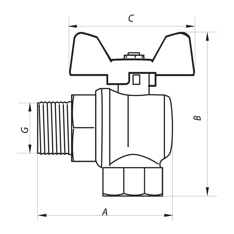 Кран шаровый 1/2" ГШБ (NF.741) Nolf