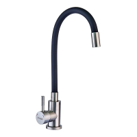 Смеситель для кухни с силиконовым изливом Champion SUS-011 Refl.Black (нерж. сталь)