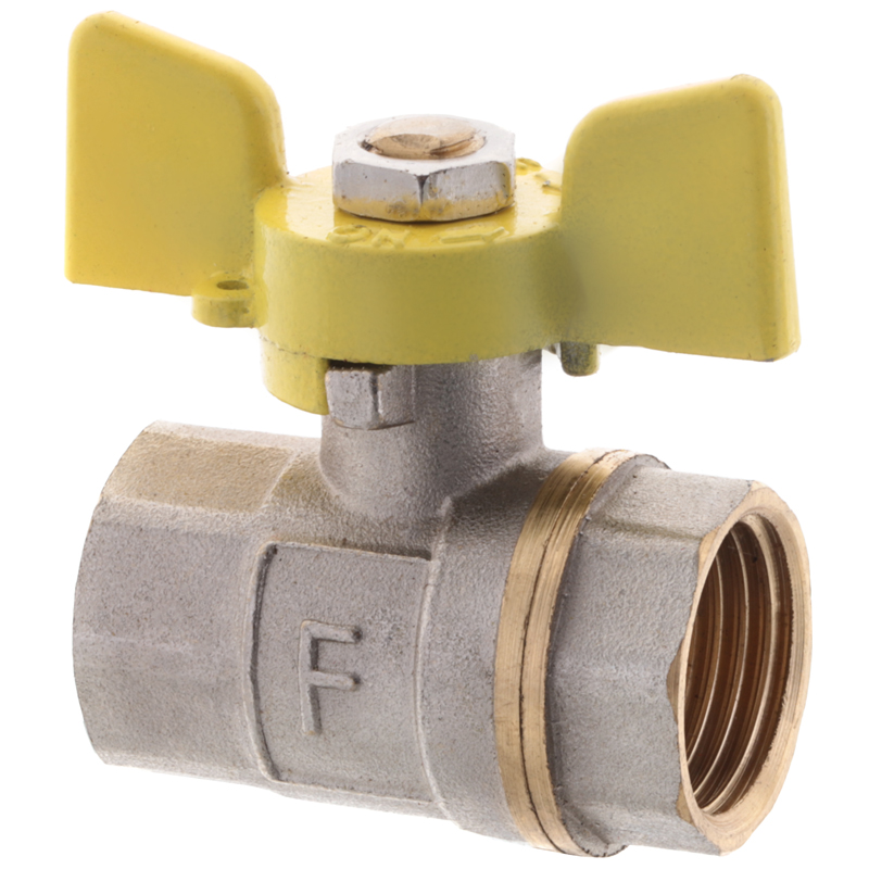 Кран шаровый FERRO PL 1/2" ГГБ газ art. 602 (латунный шар)