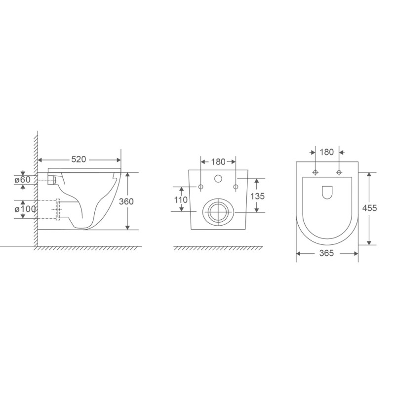 Унітаз підвісний Mixxus Premium Ellipse-0303-T3 520x365x360мм, система змиву Tornado 3.0