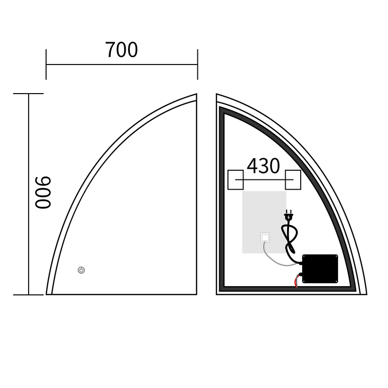 Дзеркало Mixxus Premium TOPPER MS02-75x100 (LED Touch, Anti-fog, димер (3-6,5kK))