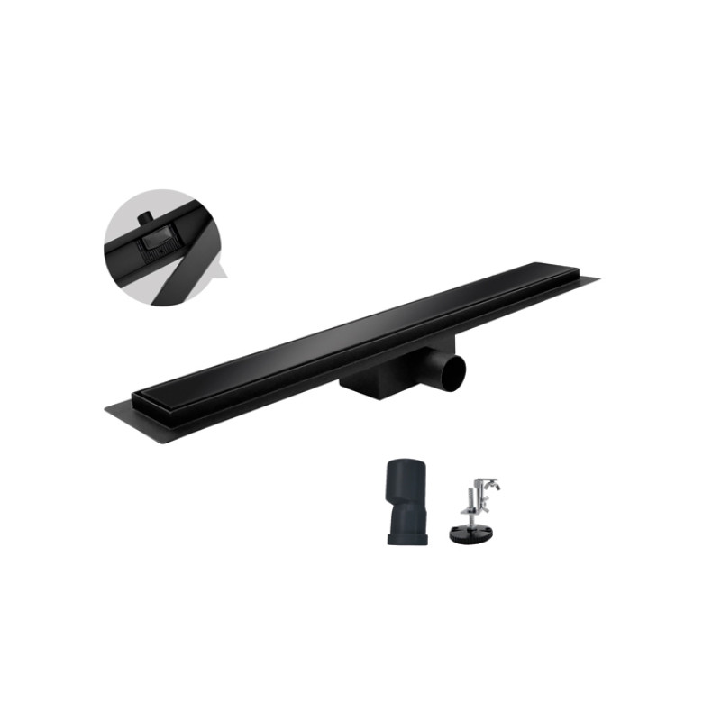 Душовий трап з нержавіючої сталі Koer FD08-70x700-Glass Black 70x700мм зі скляною панеллю