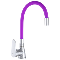 Смеситель для кухни Zerix SOP7 146 с фиолетовым гибким изливом