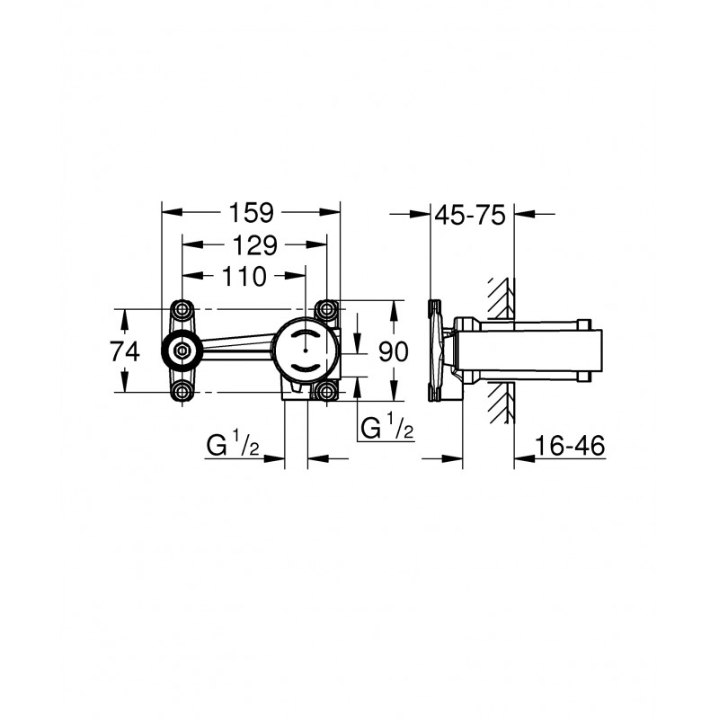 Скрытая часть смесителя для раковины Grohe Non Rapido OHM