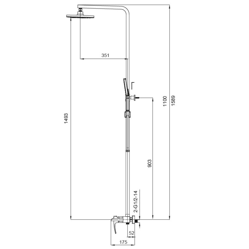 Душевая колонна со смесителем водопад Koer KB-58007-01 (Цвет хром)