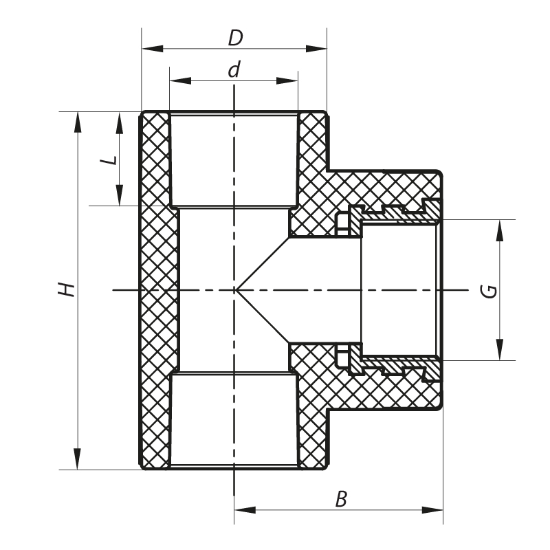 Тройник ВР 32x3/4F PPR Koer K0106.PRO