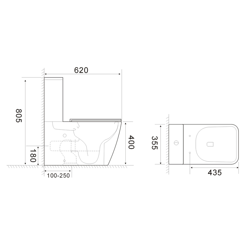 Унітаз-компакт Mixxus QUADRO-0404-T1 660х360х820мм, система змиву TORNADO 1.0