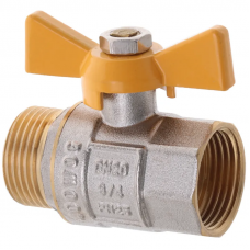 Кран кульовий Waterpro WP607-20FMW-Y - 3/4" FMW ГШМ YELLOW, ручка "метелик" жовта