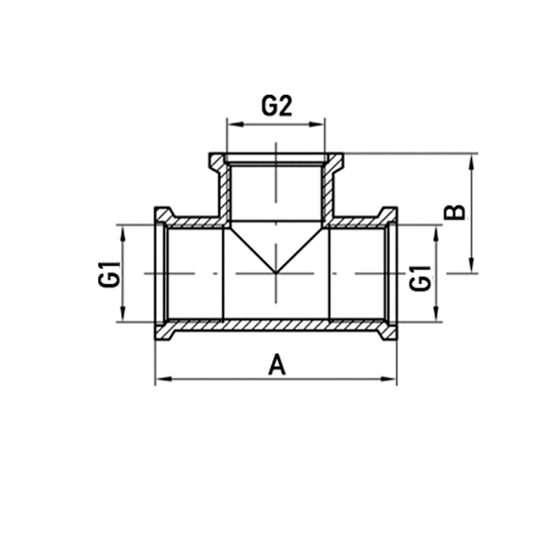 Трійник редукційний 3/4"x1/2"x3/4" ВВВ Koer .T080608F.WN (без нікелю)