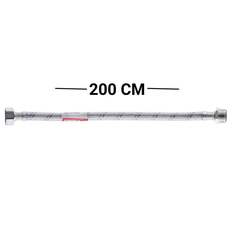 Гнучкий шланг для підключення води гайка 1/2'' - Штуцер 1/2'' (200 см) (силік. оболонка) Zerix (ZX30