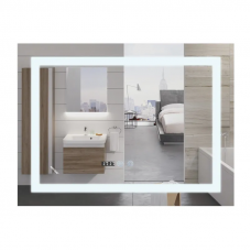 Дзеркало Mixxus WARM MR02-90x70-CASE з LED Touch, Anti-fog, димером, рег. яскравості, годинником