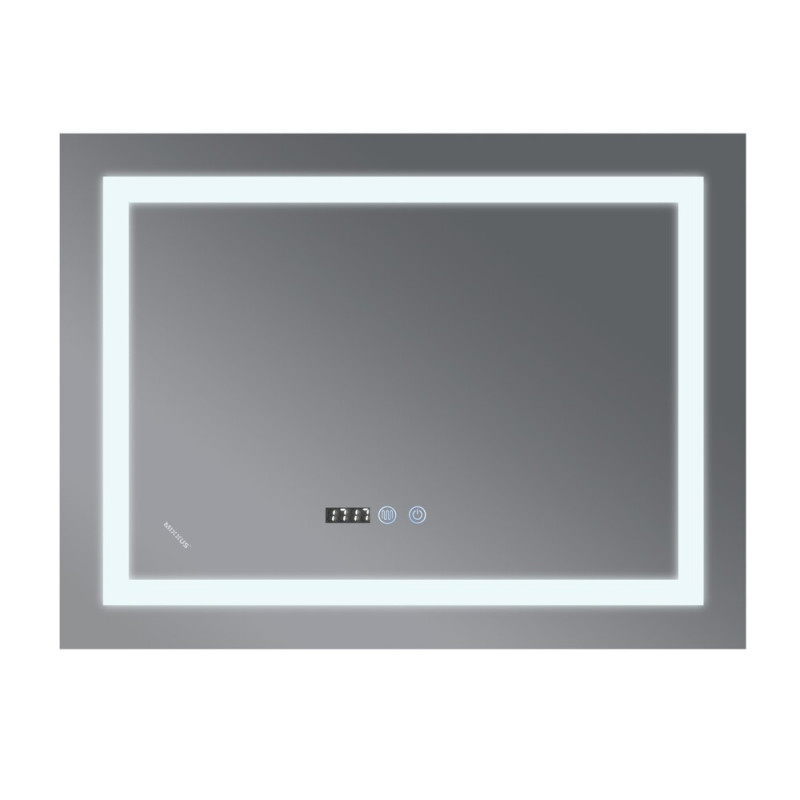 Дзеркало Mixxus WARM MR02-90x70-CASE з LED Touch, Anti-fog, димером, рег. яскравості, годинником