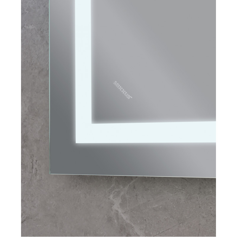 Дзеркало Mixxus WARM MR02-90x70-CASE з LED Touch, Anti-fog, димером, рег. яскравості, годинником