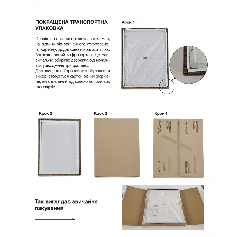 Дзеркало Mixxus WARM MR02-90x70-CASE з LED Touch, Anti-fog, димером, рег. яскравості, годинником