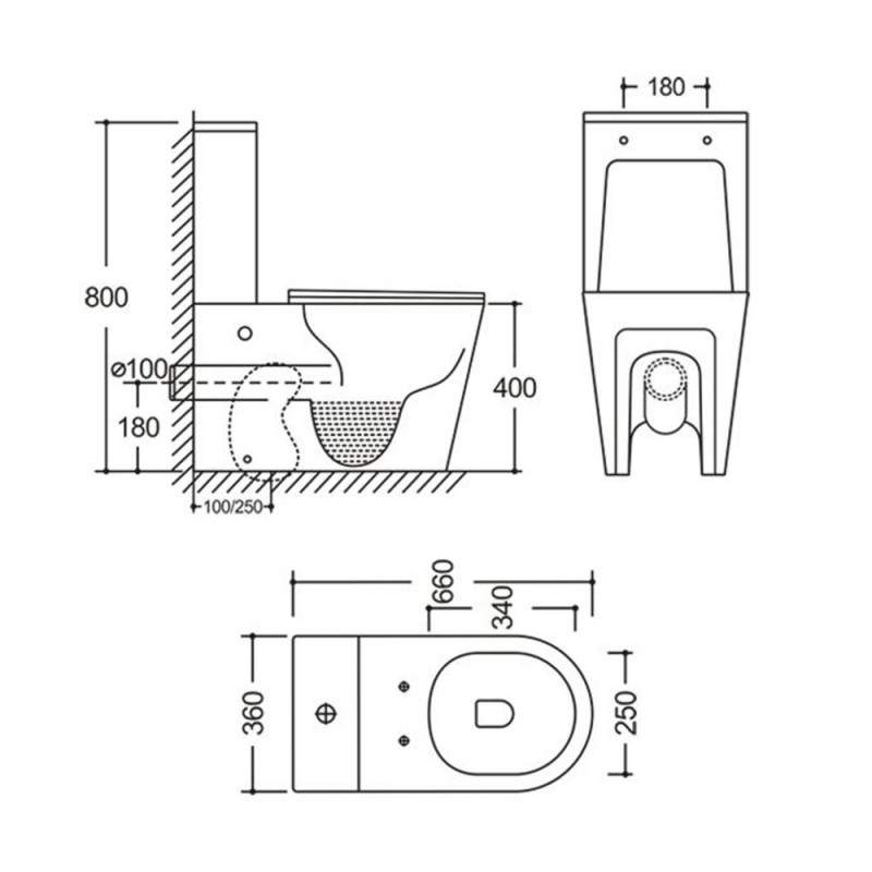 Унітаз-компакт Mixxus BEVEL-0404-T3 660х360х800мм, система змиву TORNADO 3.0