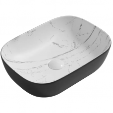 Раковина накладна MIXXUS PREMIUM DIVERSE-0112 MARBLE-BLACK 455х325х135мм