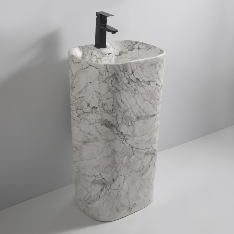 Раковина моноблок MIXXUS PREMIUM DIVERSE-1101 MARBLE 460х380х840mm с отверстием под смеситель и пер