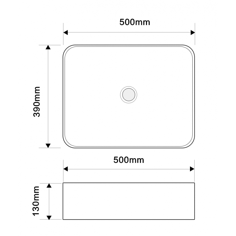 Раковина накладная MIXXUS PREMIUM DIVERSE-0110 MARBLE-BLACK 500х390х130mm