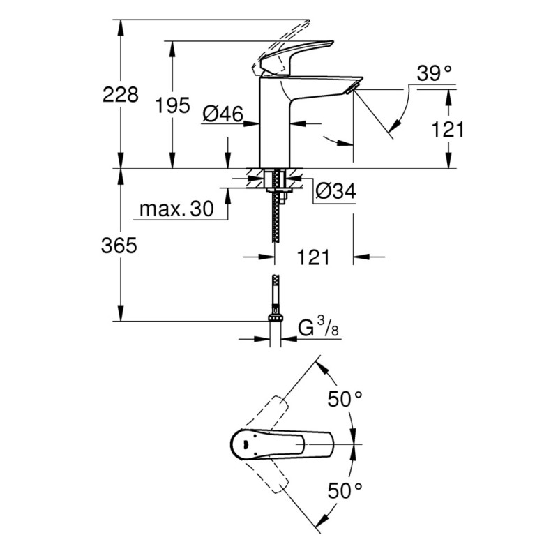 Смеситель для раковины M-размера Grohe Eurosmart New