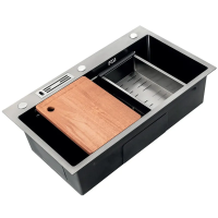 Мойка Mixxus Premium MH7545-SET-05 MICRO DECOR NANO-BLACK (3.0/0.8) комплект (графит)