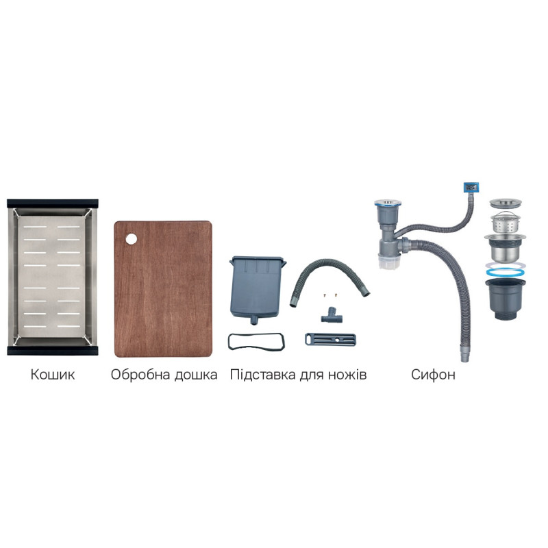 Мойка Mixxus Premium MH7545-SET-05 MICRO DECOR NANO-BLACK (3.0/0.8) комплект (графит)