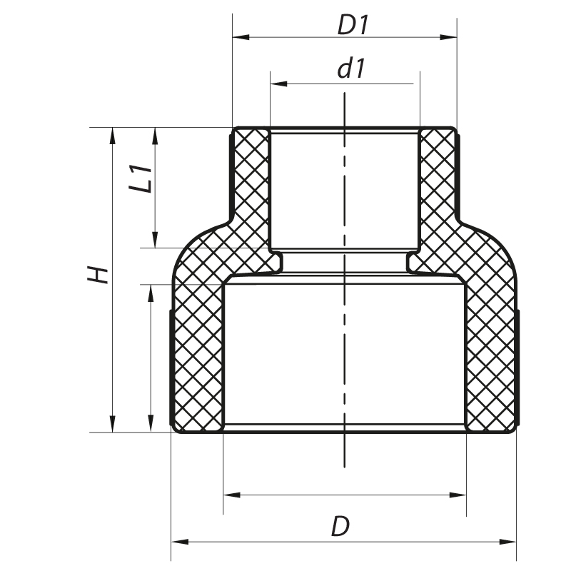 Муфта редукционная ВВ 75x40 PPR Koer K0208.PRO